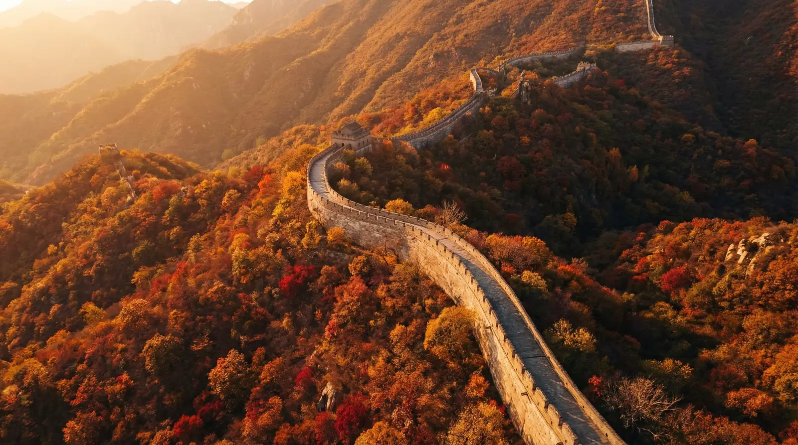 安然写真 秋日长城航拍全景